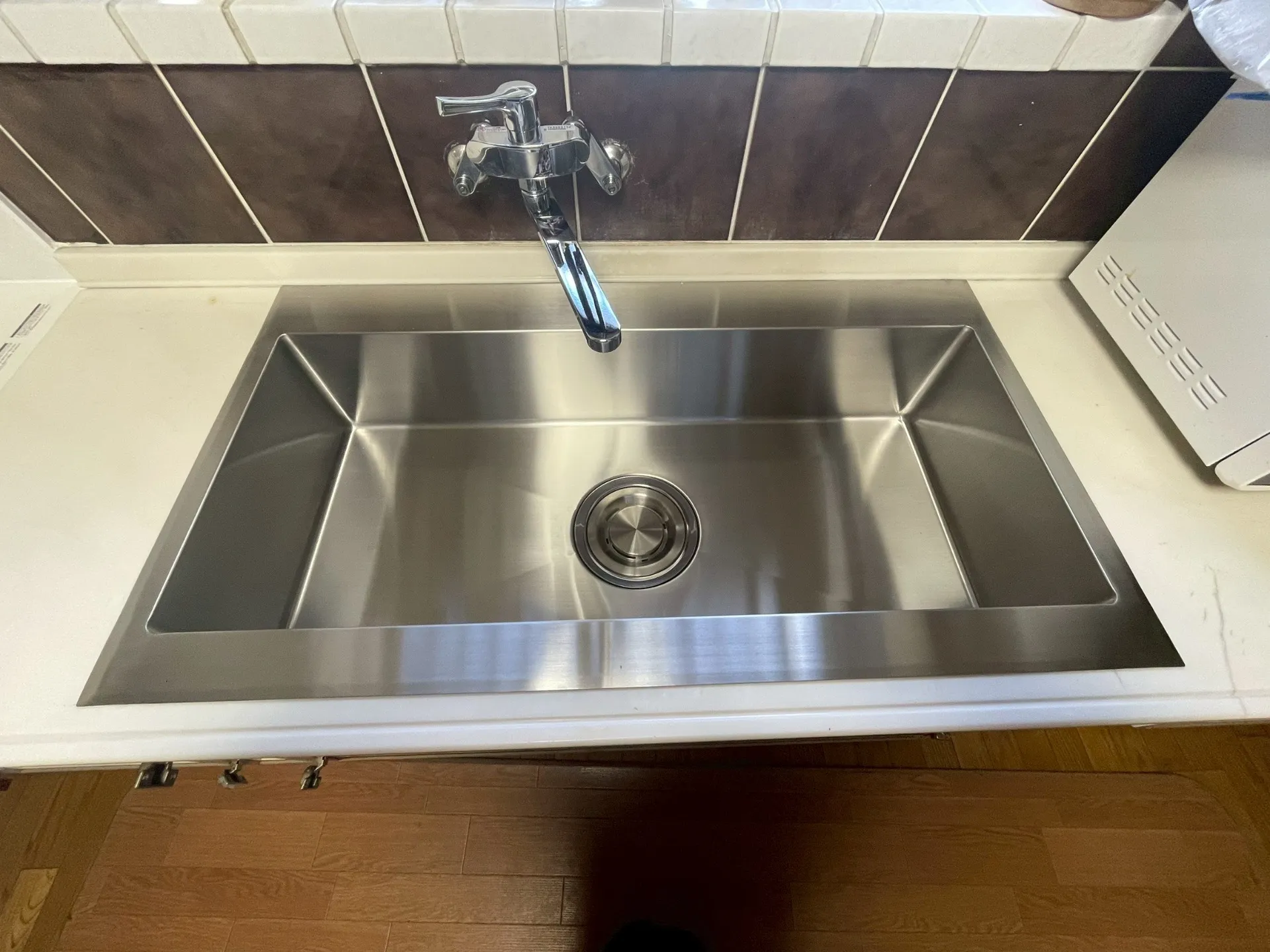 【キッチン】シンク入れ替え-オーダーメイドのステンレスシンク